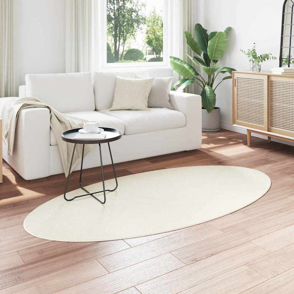 Ovaler Teppich Creme 100x200 cm