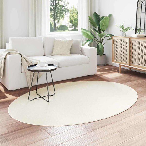 Ovale Creme Teppich 140x200 cm