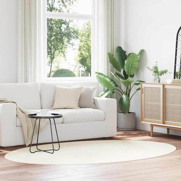 Ovaler Teppich Creme 160x230 cm Polyester