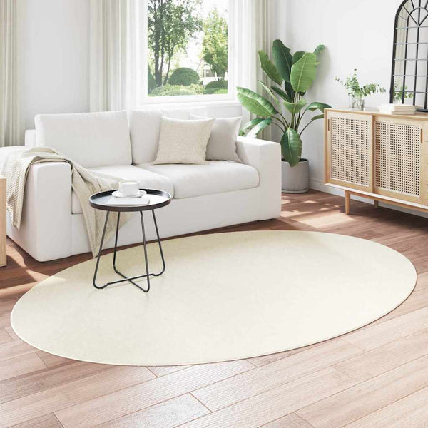 Ovaler Teppich Creme 160x230 cm Polyester