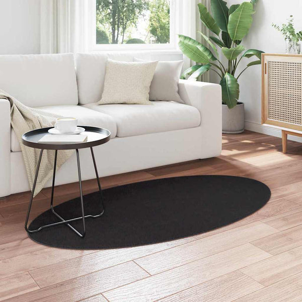 Schwarzer Teppich Oval HUARTE 80x150 cm