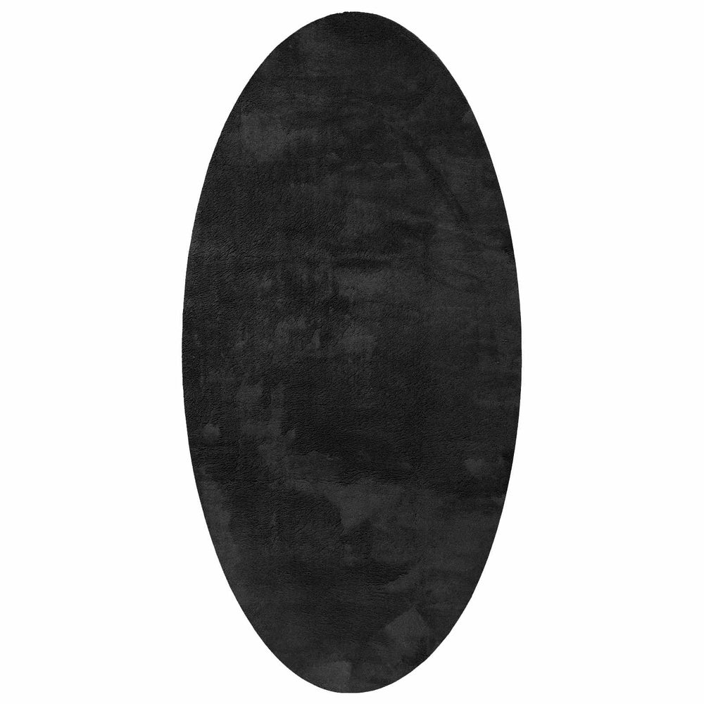 Schwarzer Teppich Oval HUARTE 80x150 cm