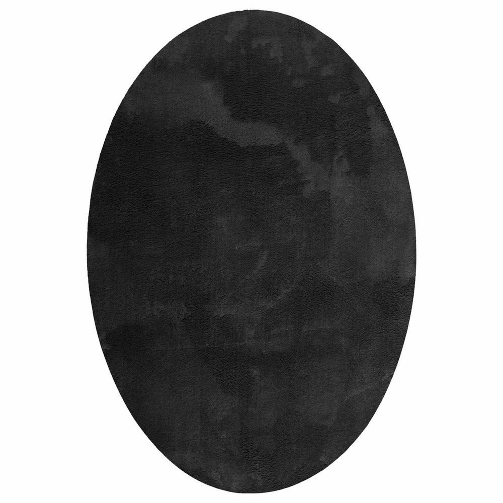 Schwarzer Ovaler Teppich 140 x 200 cm