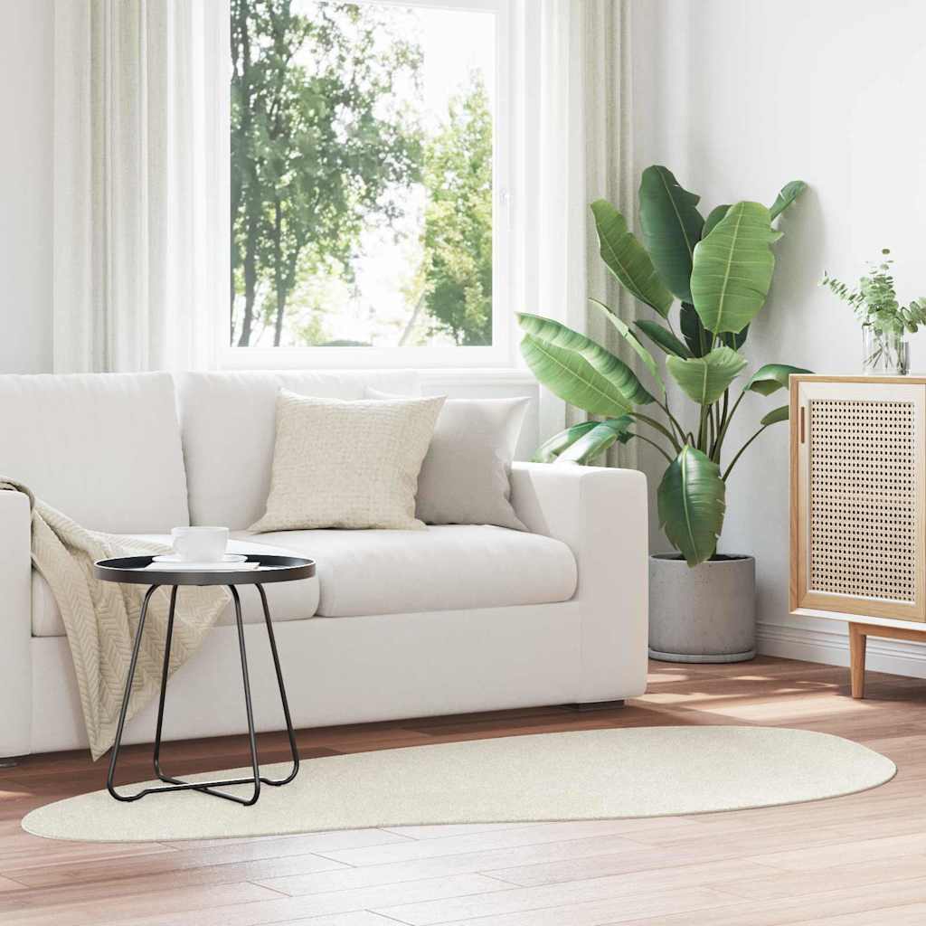 Creme Teppich 100 x 200 cm Polyester