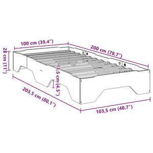 Massivholzbett 100x200 cm Stapelbar