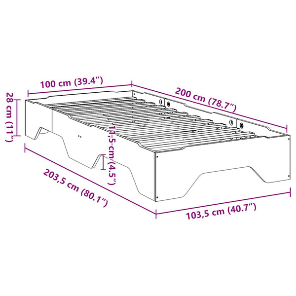 Massivholzbett 100x200 cm Stapelbar