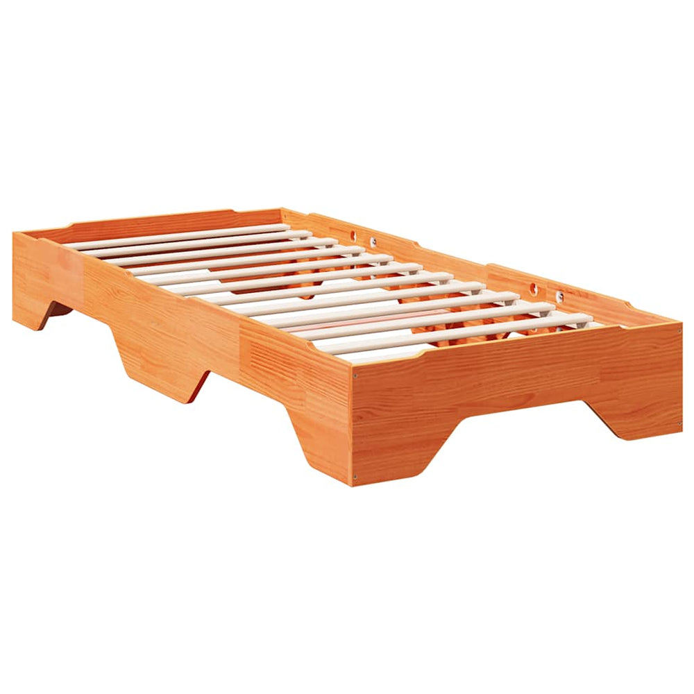 Massivholzbett 100x200 cm Stapelbar Wachsbraun