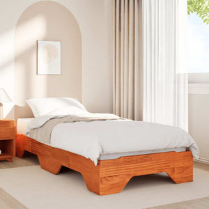 Massivholzbett 100x200 cm Stapelbar Wachsbraun
