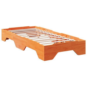 Massivholzbett 100x200 cm Stapelbar Wachsbraun