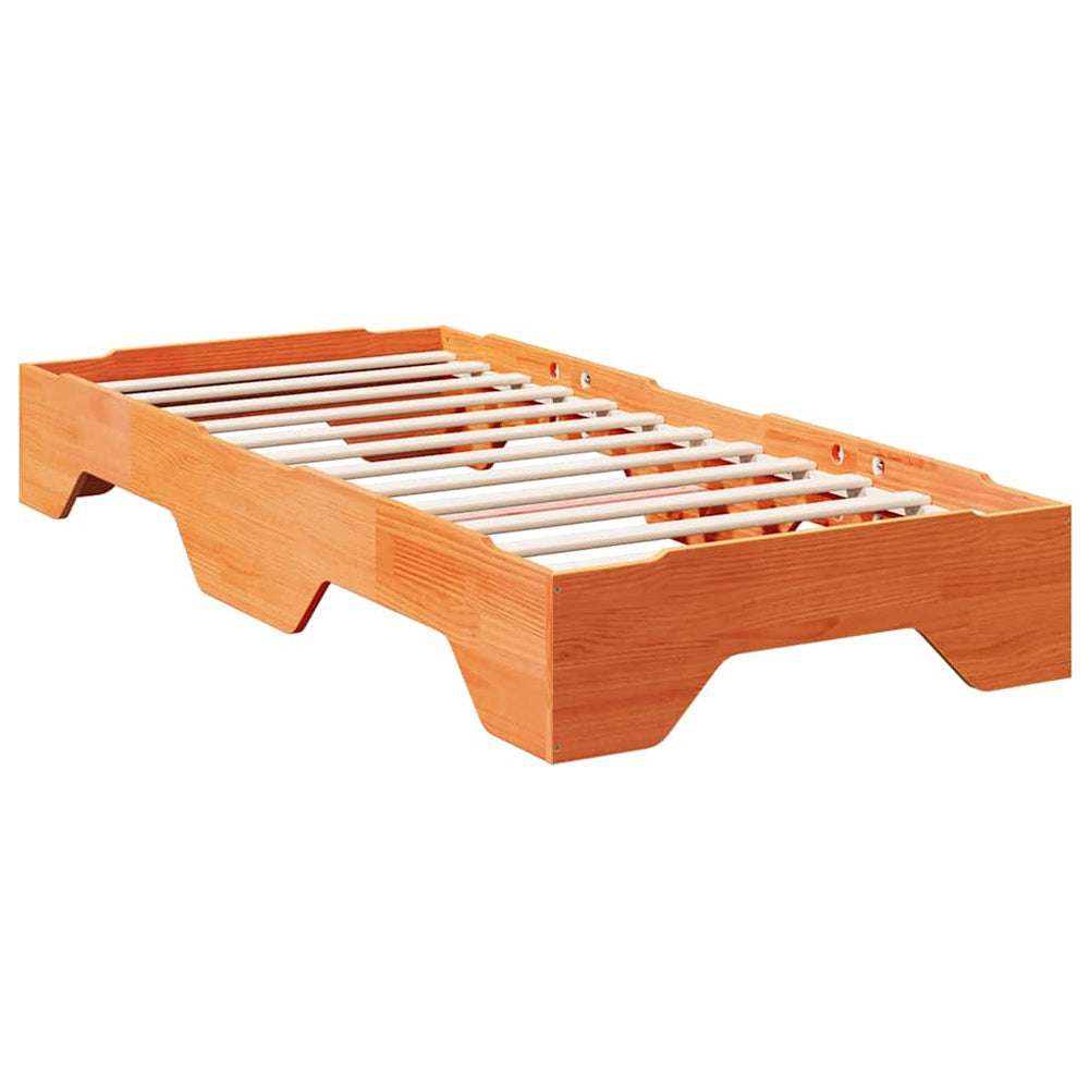 Massivholzbett 80x200 cm Stapelbar Wachsbraun