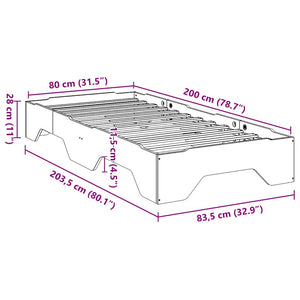 Massivholzbett 80x200 cm Stapelbar Wachsbraun