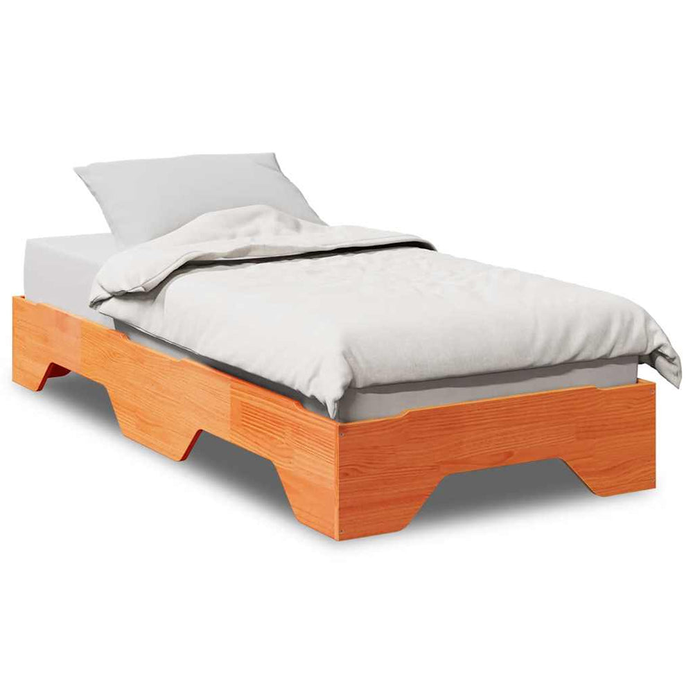 Massivholzbett 80x200 cm Stapelbar Wachsbraun