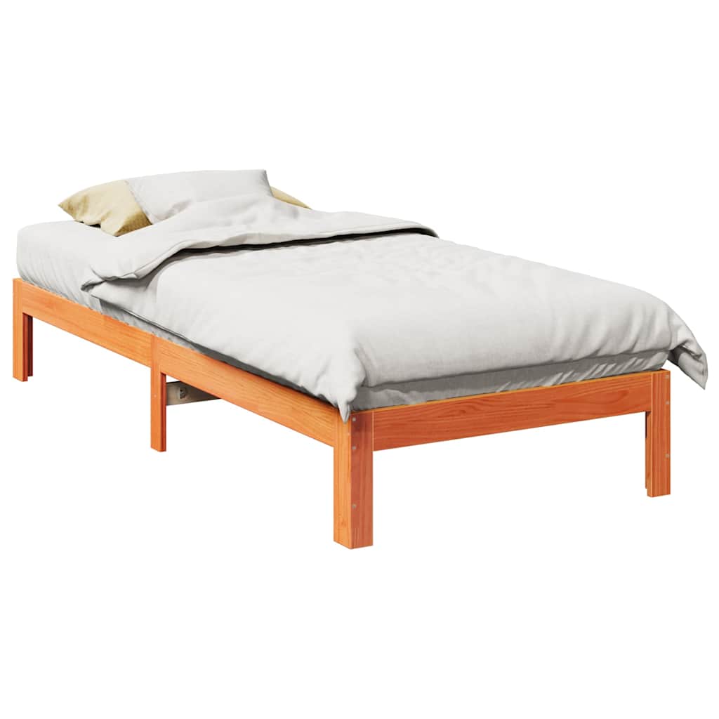 vidaXL Lit en bois massif sans matelas Marron ciré 90x200 cm Pin