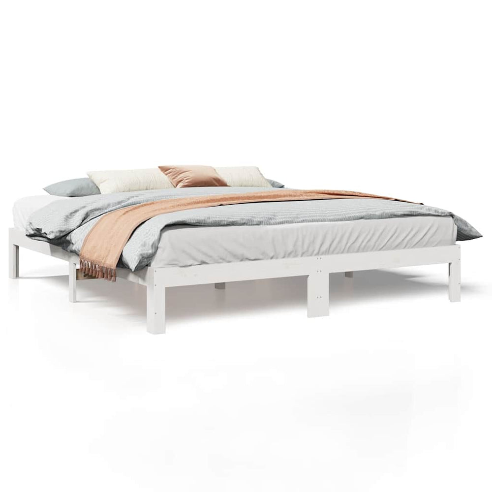 vidaXL Lit en bois massif sans matelas blanc 180x200 cm pin