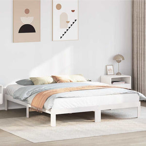Massivholzbett ohne Matratze Weiß 180x200 cm Kiefernholz