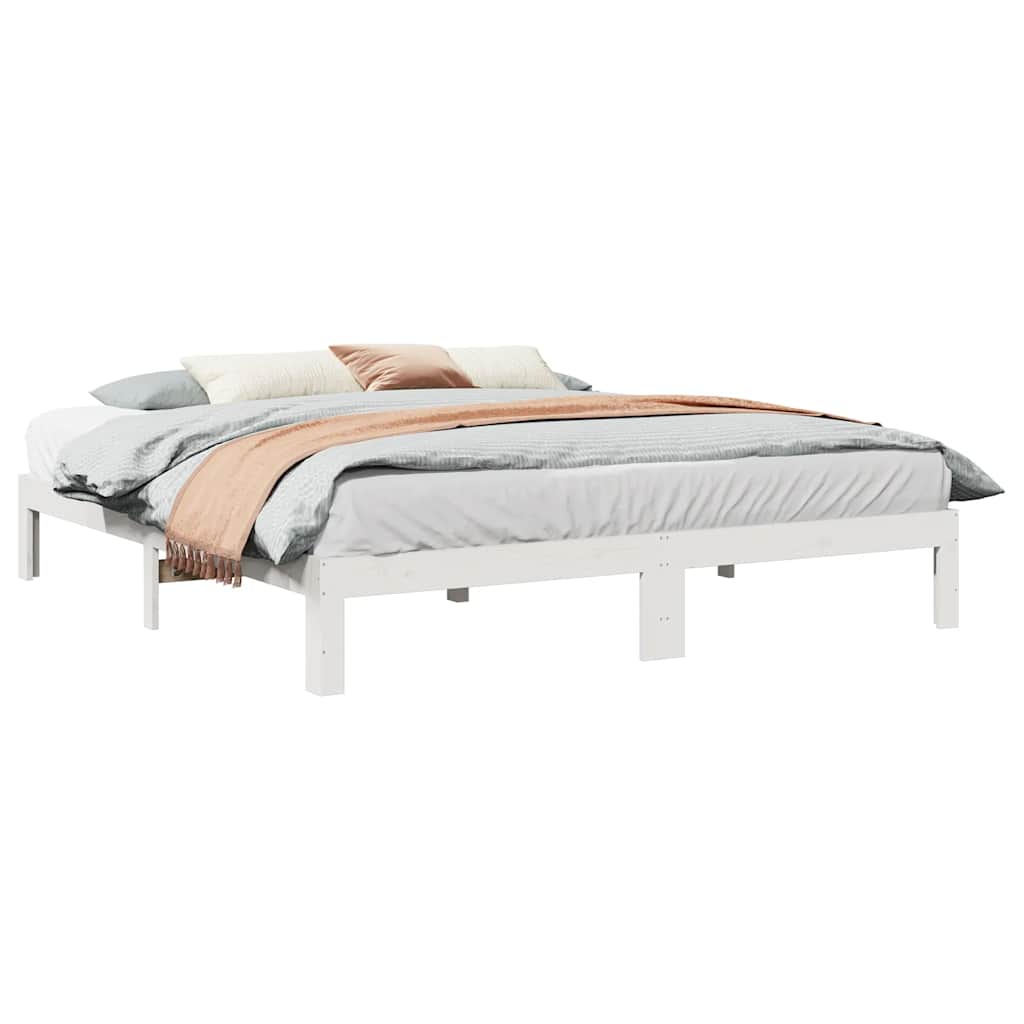 Massivholzbett ohne Matratze Weiß 180x200 cm Kiefernholz