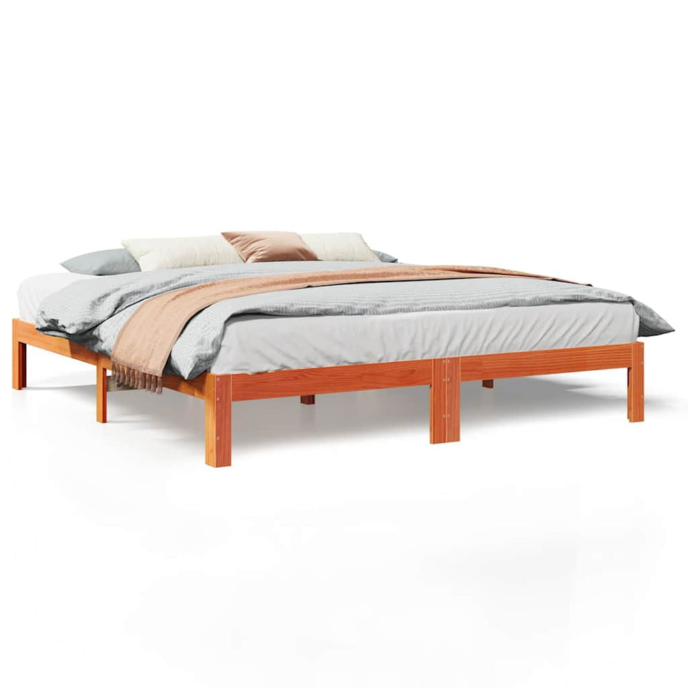 vidaXL Lit en bois massif sans matelas marron ciré 180x200 bois de pin