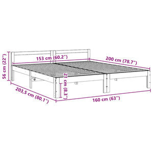Massivholzbett ohne Matratze 160x200 cm Kiefernholz