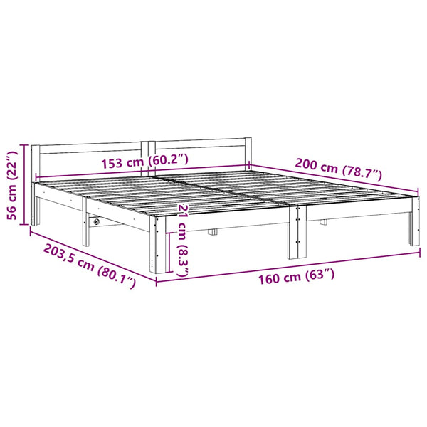 Massivholzbett ohne Matratze 160x200 cm Kiefernholz