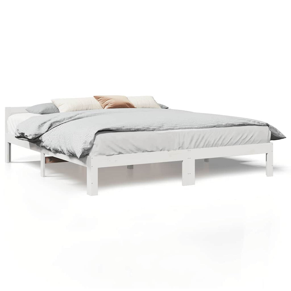 vidaXL Solid Wood Bed Frame White 160x200 Pine Wood (No Mattress)