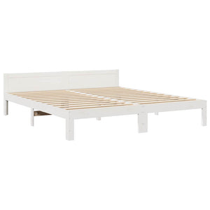 Massivholzbett ohne Matratze Weiß 160x200 Kiefernholz
