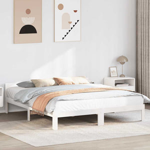 Massivholzbett ohne Matratze Weiß 160x200 Kiefernholz