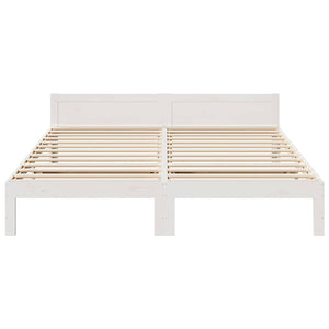 Massivholzbett ohne Matratze Weiß 160x200 Kiefernholz