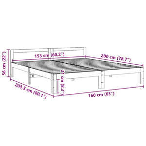 Massivholzbett ohne Matratze Weiß 160x200 Kiefernholz