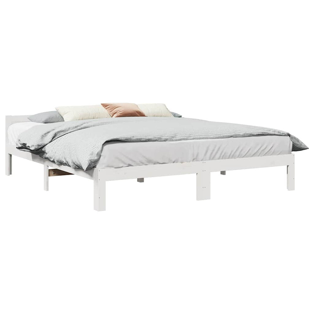 vidaXL Solid Wood Bed Frame White 160x200 Pine Wood (No Mattress)