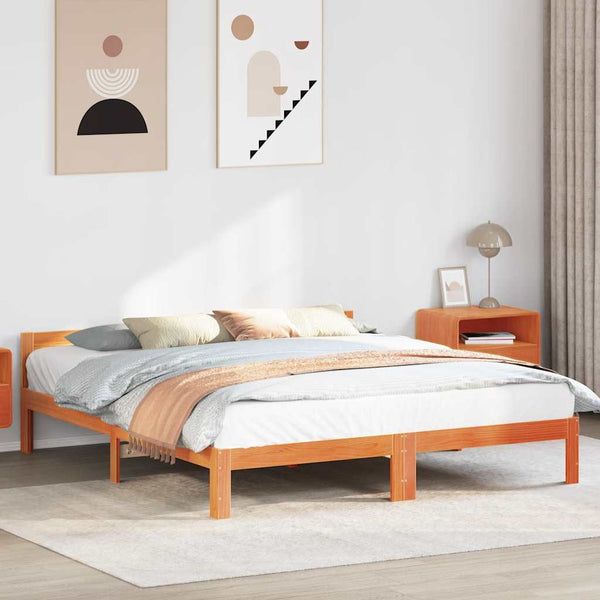 Massivholzbett Kiefer 160x200 cm Wachsbraun