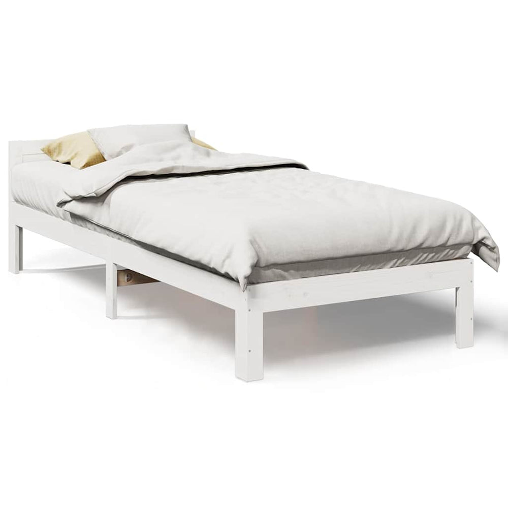 vidaXL Solid Wood Bed Frame without Mattress White 90x200 cm Pine Wood