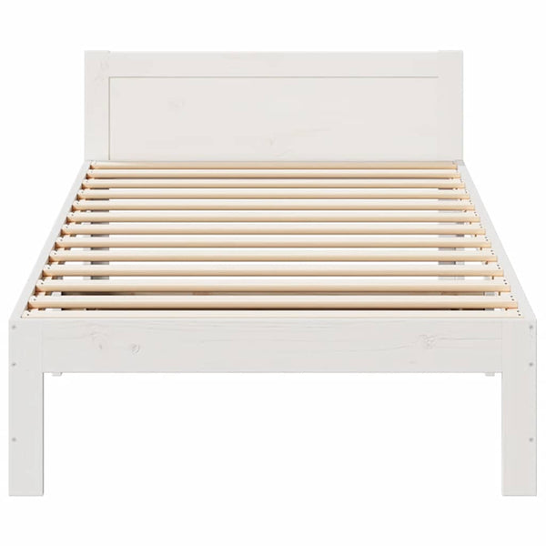 Massivholzbett ohne Matratze Weiß 90x200 cm Kiefernholz