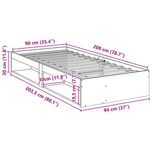 vidaXL Lit de repos sans matelas Blanc 90x200 cm Bois de pin massif