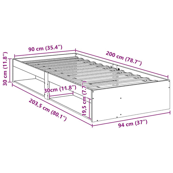 vidaXL Lit de repos sans matelas Blanc 90x200 cm Bois de pin massif