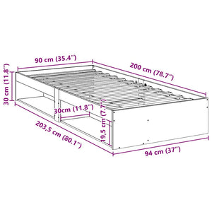 Tagesbett Kiefer Massivholz 90x200 cm Wachsbraun