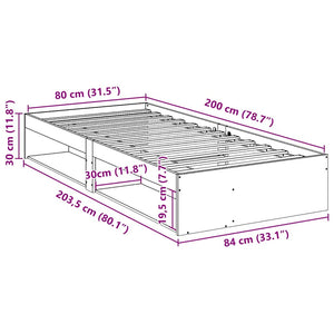 Tagesbett ohne Matratze 80x200 cm Massivholz Kiefer