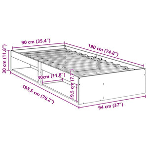 vidaXL Lit de repos sans matelas marron miel 90x190 cm pin massif