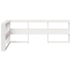 Weißes Kopfteil mit Bücherregal, 80 cm, Kiefer Massivholz