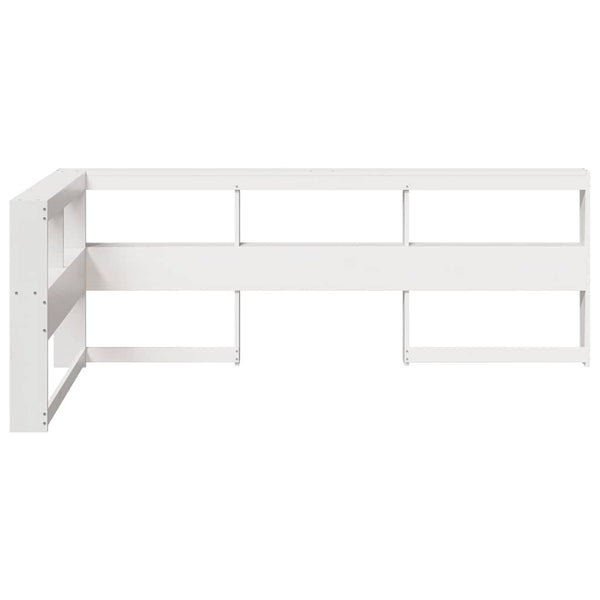 Weißes Kopfteil mit Bücherregal, 80 cm, Kiefer Massivholz