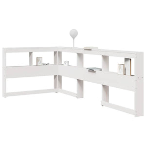 Weißes Kopfteil mit Bücherregal, 80 cm, Kiefer Massivholz