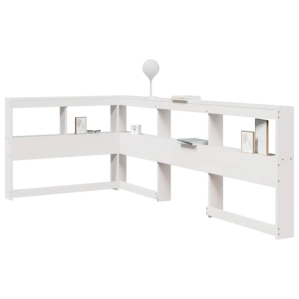 Weißes Kopfteil mit Bücherregal, 80 cm, Kiefer Massivholz