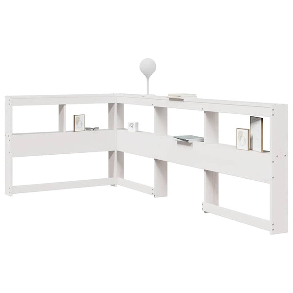 Weißes Kopfteil mit Bücherregal, 80 cm, Kiefer Massivholz