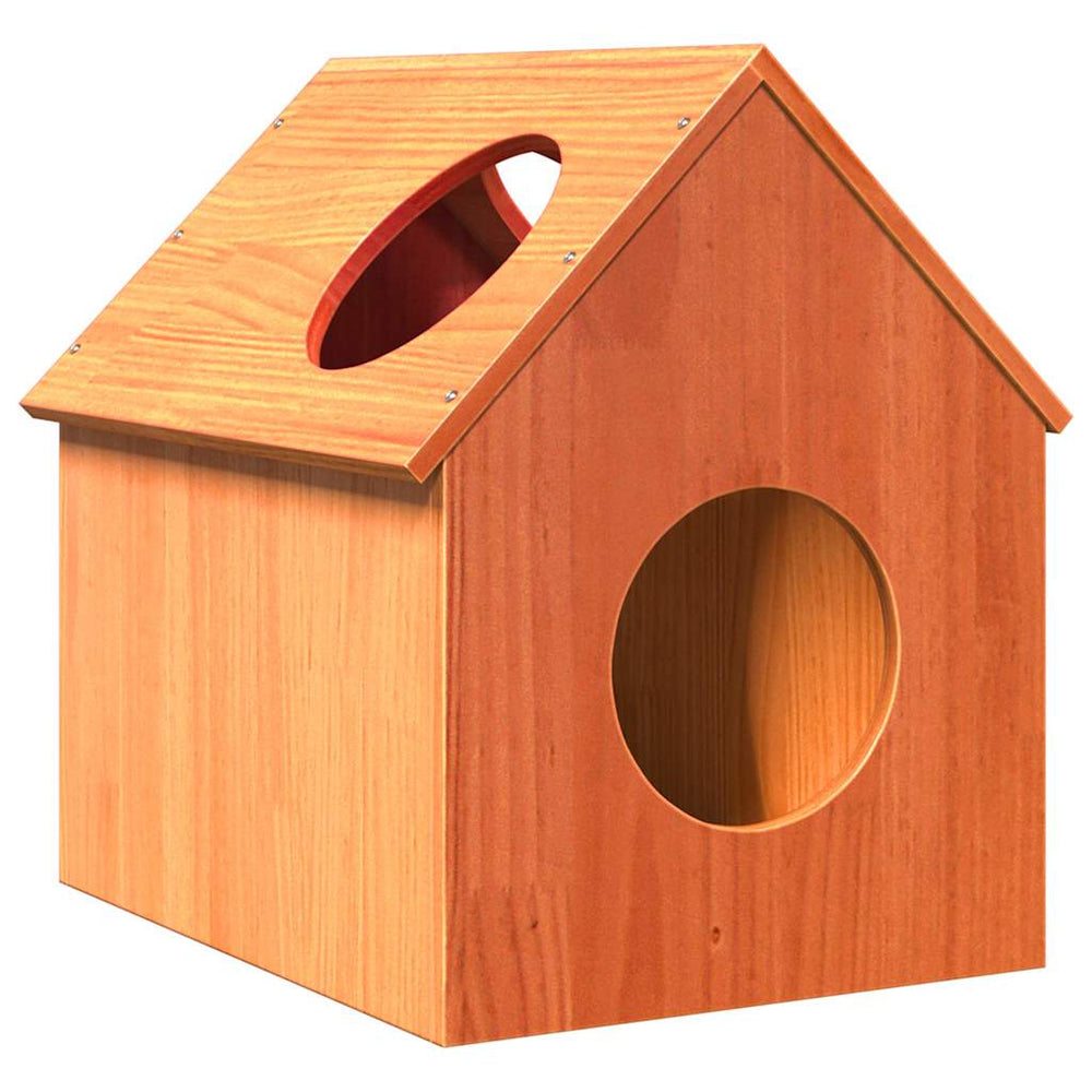 Katzenhaus Kiefer Massivholz Wachsbraun