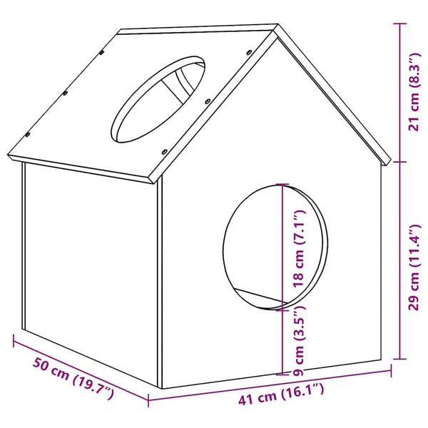 Katzenhaus Kiefer Massivholz Wachsbraun