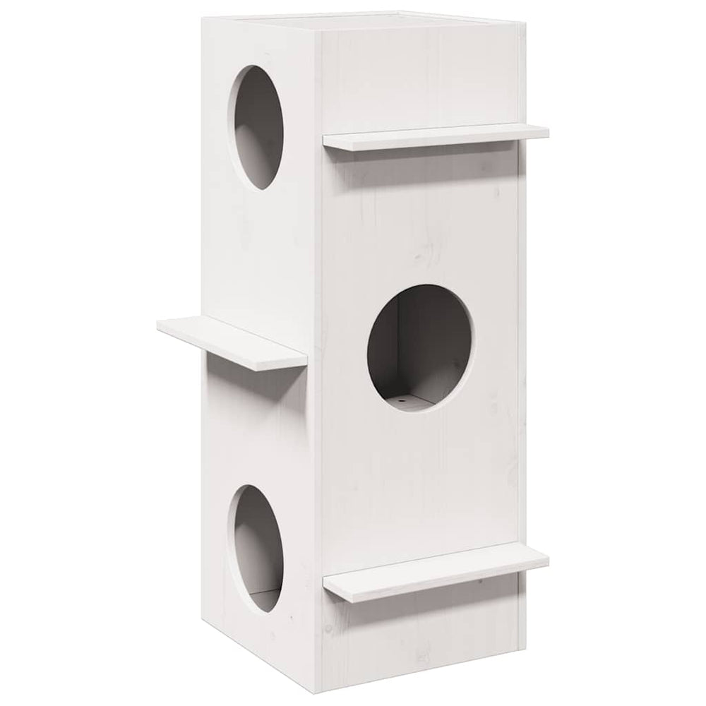 Weißes Katzenhaus aus Kiefernholz