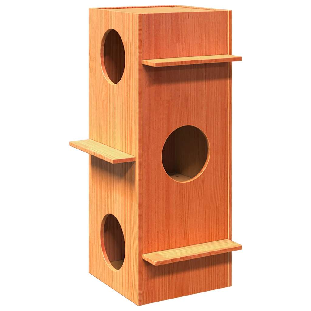 vidaXL Niche pour chat marron miel 43x43x90 cm en pin massif