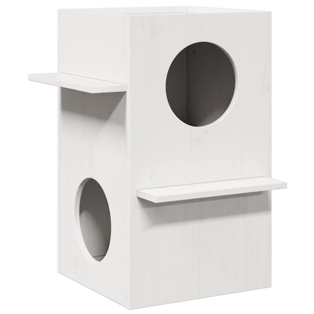 Weißes Katzenhaus aus Kiefernholz