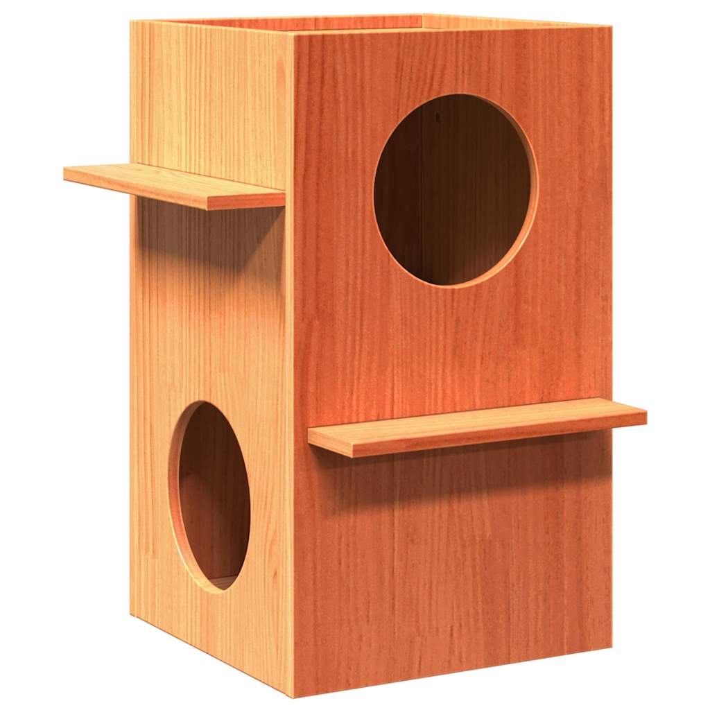 Katzenhaus Kiefer Massivholz Wachsbraun
