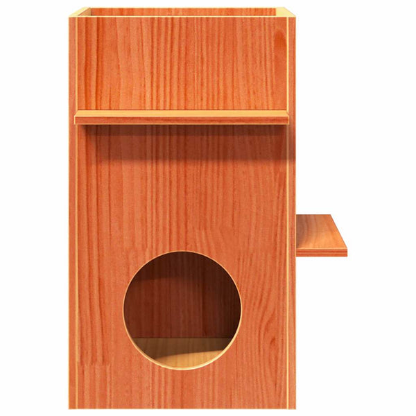 Katzenhaus Kiefer Massivholz Wachsbraun