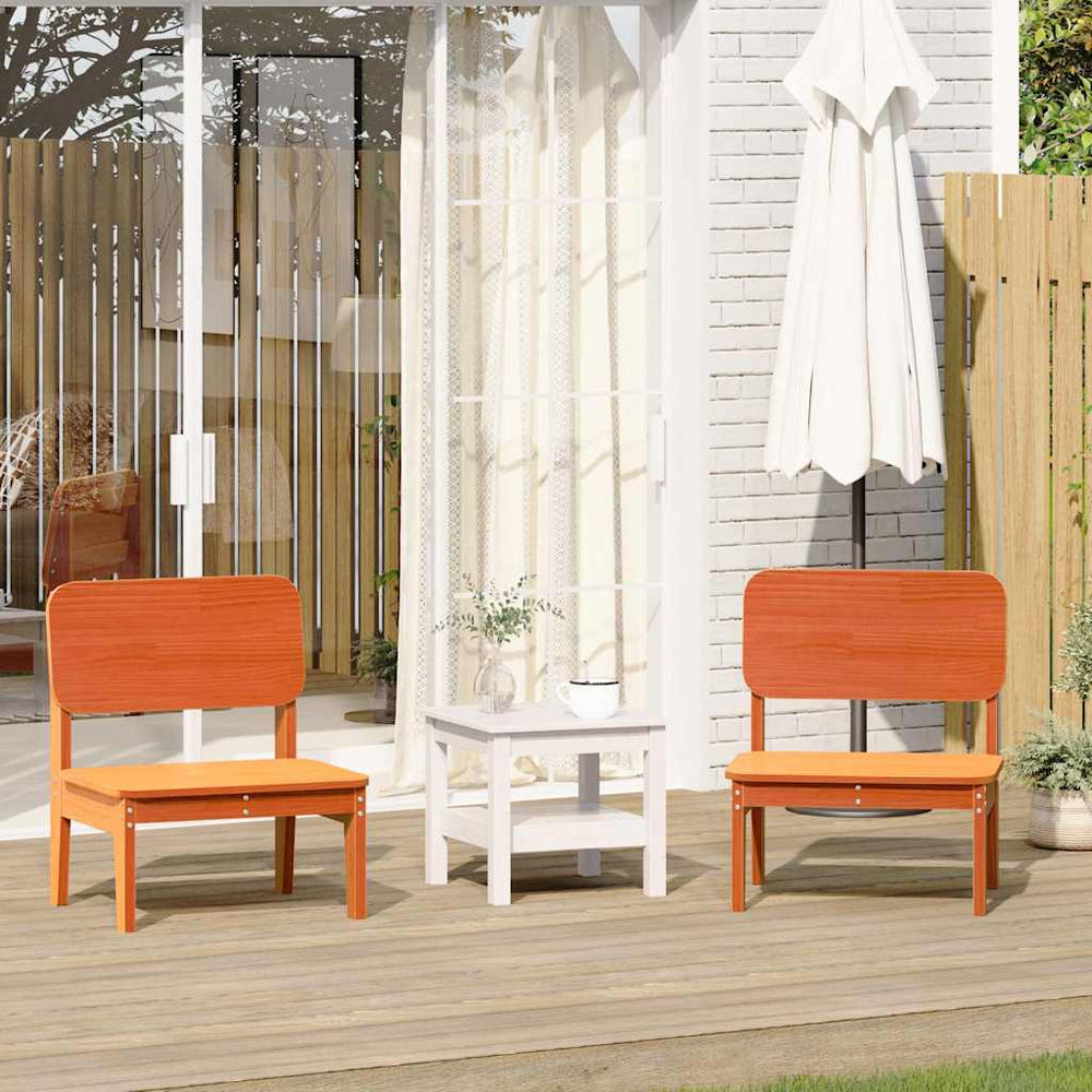 Gartenstühle 2er Set, Kiefer Massivholz Wachsbraun